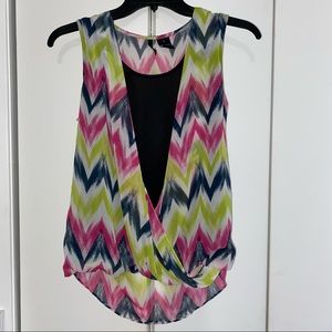 New Directions | Chevron Layered Cross Over Wrap Top